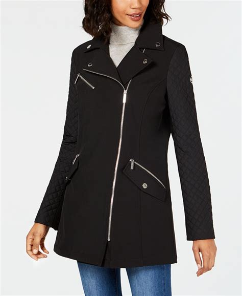 michael kors asymmetrical quilted sleeve belted raincoat|MICHAEL Michael Kors Asymmetrical Quilted.